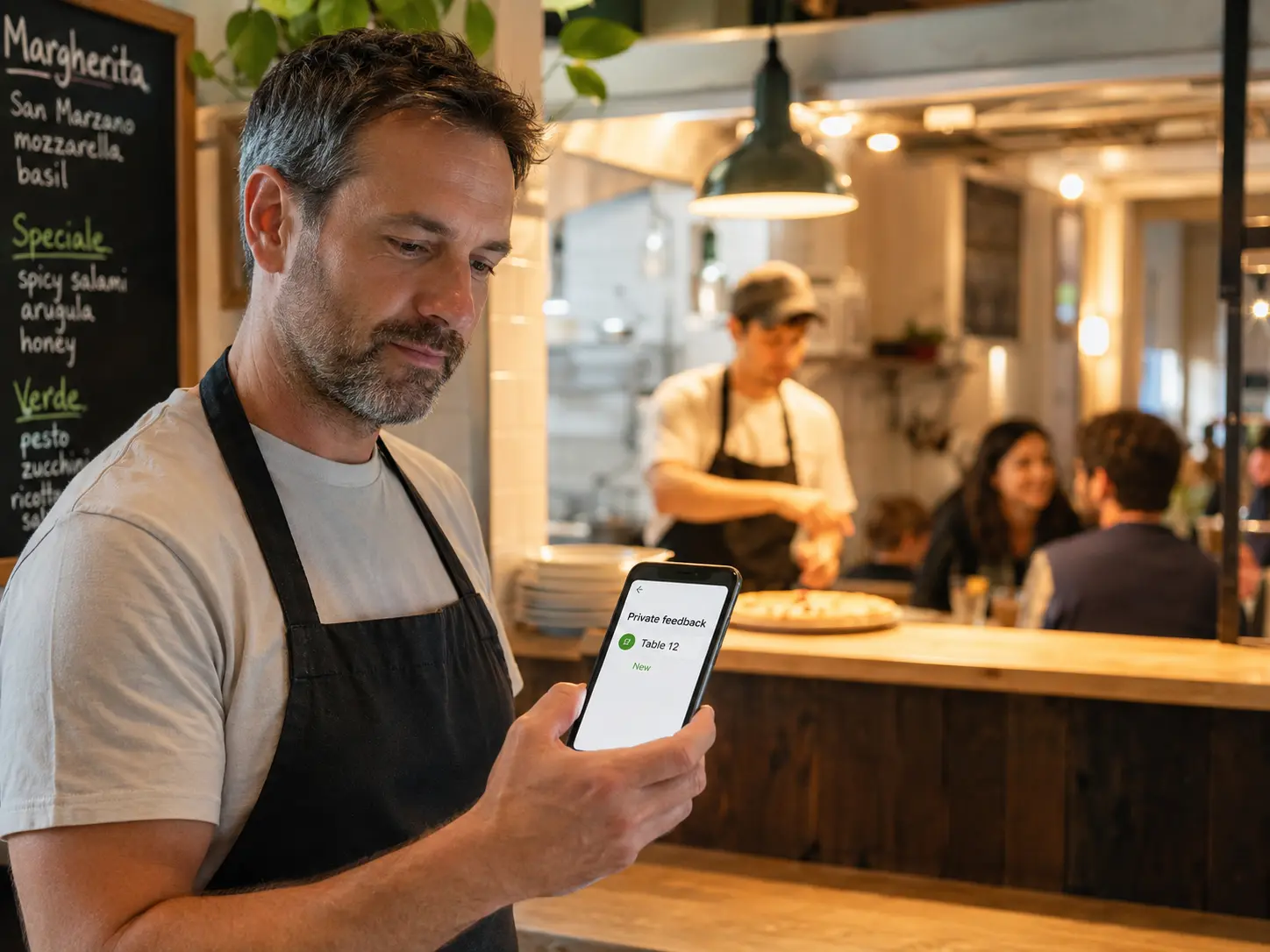 A manager receiving a private feedback alert on a phone